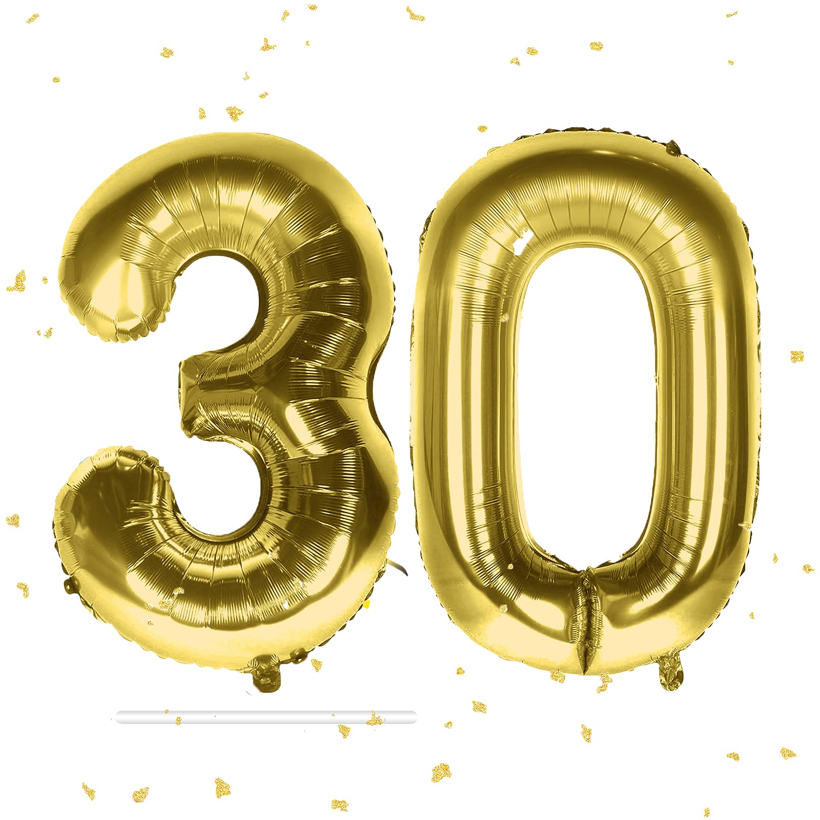 30th Birthday Balloon Number Party Balloons, 2 pcs Gold 3" and 0" Foil Helium Balloons for Birthday Party, 40inch Foil Mylar Big Number Balloon for Anniversary Supplies Decorations (Gold 30) — image 1