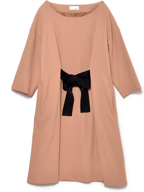 Amazon Co Jp テチチ Te Chichi ジョーゼット無地ウエストリボンワンピース キャメル M 服 ファッション小物