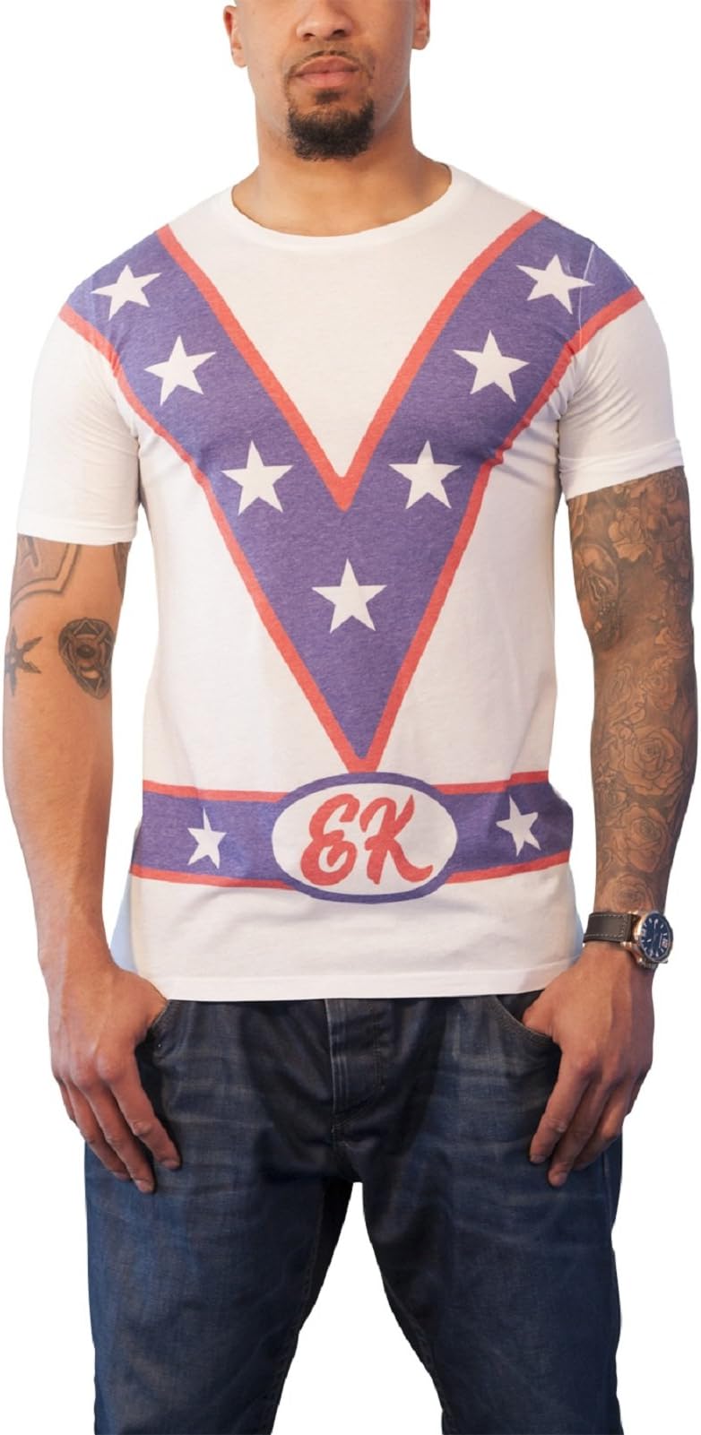 Evel Knievel Men's Stars Collar Official New T-Shirt