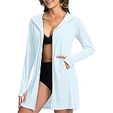 Soothfeel Women's UPF 50+ Swim Cover Up Sun Protection Hoodie SPF Lightweight Jacket Long Sleeve Beach Cover Ups for Women