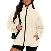 BTFBM Women's Fleece Jackets Fall Winter Clothes 2025 Stand Collar Outwear Jacket Zip Up Casual Fuzzy Coats Pockets