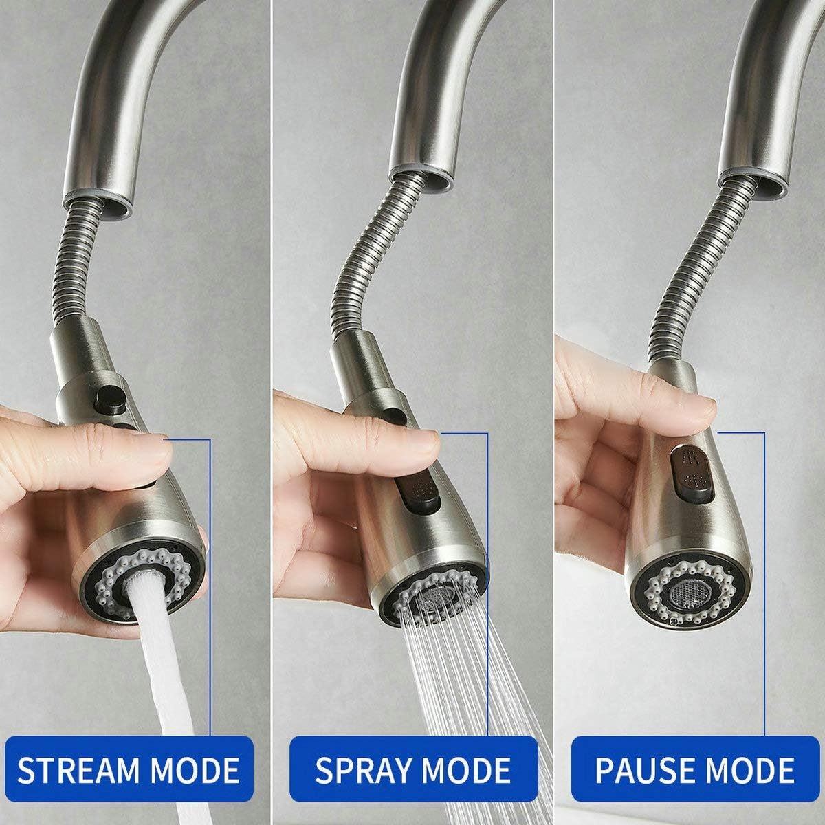 Pull Out Kitchen Sink Faucets, Single Handle Deck Mount, Kitchen Faucets with Pull Down Sprayer High Arc Brushed Nickel - - 
