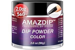 Dip Powder Black Color, 2 Ounce/ 56 Gram, AMAZDIP Dipping Powder Nail System for French Nail Art Design Salon/DIY at Home