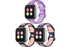 BUTIFACION 3 Pack Waterproof Silicone Gizmo Watch Band for Kids Compatible with Gizmo Watch 3 2 1/ Gabb Watch 3 2 1/ SyncUP/Cosmo JrTrack Watch, Breathable Soft Sport Bands with Air Holes Design for Boys Girls