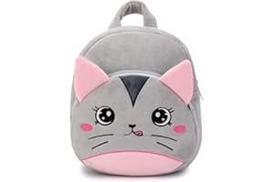 BEFUNIRISE Toddler Backpack for Boys and Girls, Cute Soft Plush Animal Cartoon Mini Backpack Little For Kids 1-6 Years (Cat)
