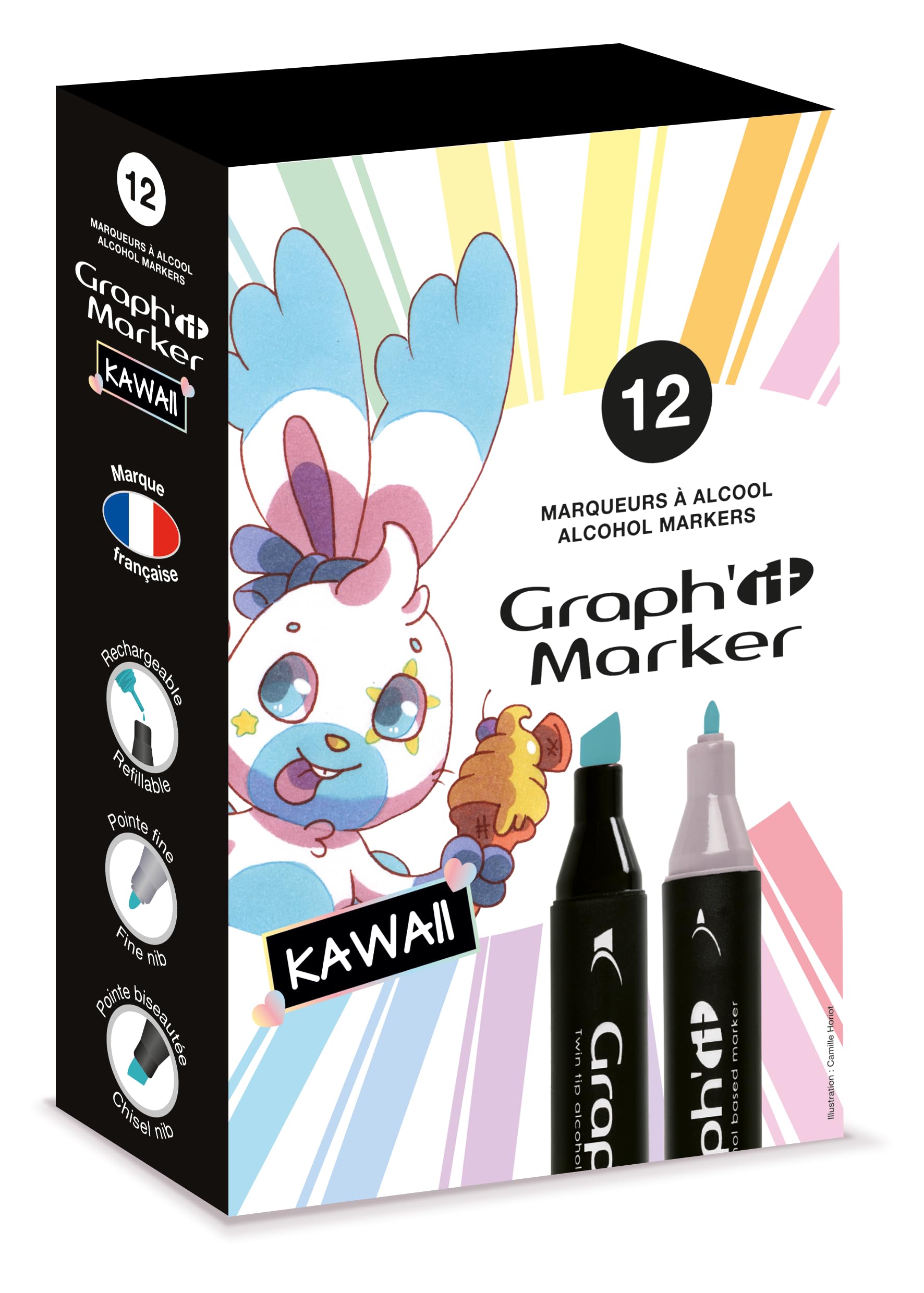 Graph'it Pack of 12 Double Ended Alcohol Based Markers Soft Colors