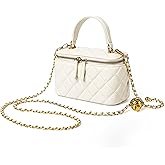 DORIS&JACKY Small Quilted Box Crossbody Purse For Women Designer Leather Mini Top Handle Pouch Bag With Metal Chain Strap