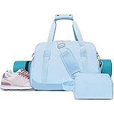Sports Gym Bag for Women, Travel Duffle Bag with Shoe Compartment & Wet Pocket, Fitness Yoga Bag