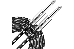 Sovvid Guitar Cable 10FT Electric Instrument Cable Bass AMP Cord for Electric Guitar Bass Guitar Electric Mandolin Pro Audio Right Angle to Straight Straight Angle Black White