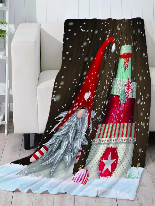 LBHHH Throws blankets，santa Claus Holding A Christmas Blanket For Gifts