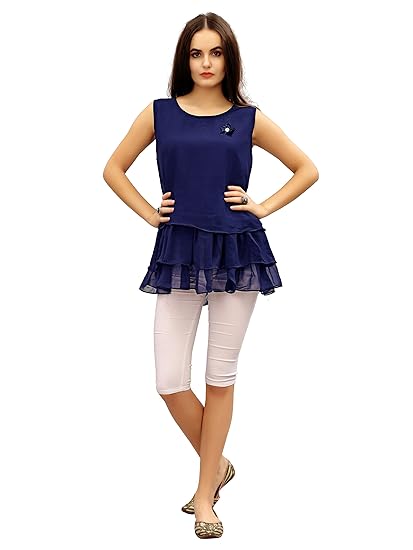 Womens Georgette Top(top101_navyblue)
