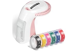 Vixic Embossing Label Maker, Embossing Label Maker Machine with 6 Tapes, Handheld Label Maker, Omega S Vintage Embossed Label Maker, Portable Vintage Label Maker for Home Office DIY&Crafting, Pink