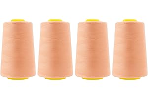Mandala Crafts 4 Pack of Serger Threads Cones Spools - 40S/2 24000 Yards Polyester Peach Threads for Sergers Machine and Over