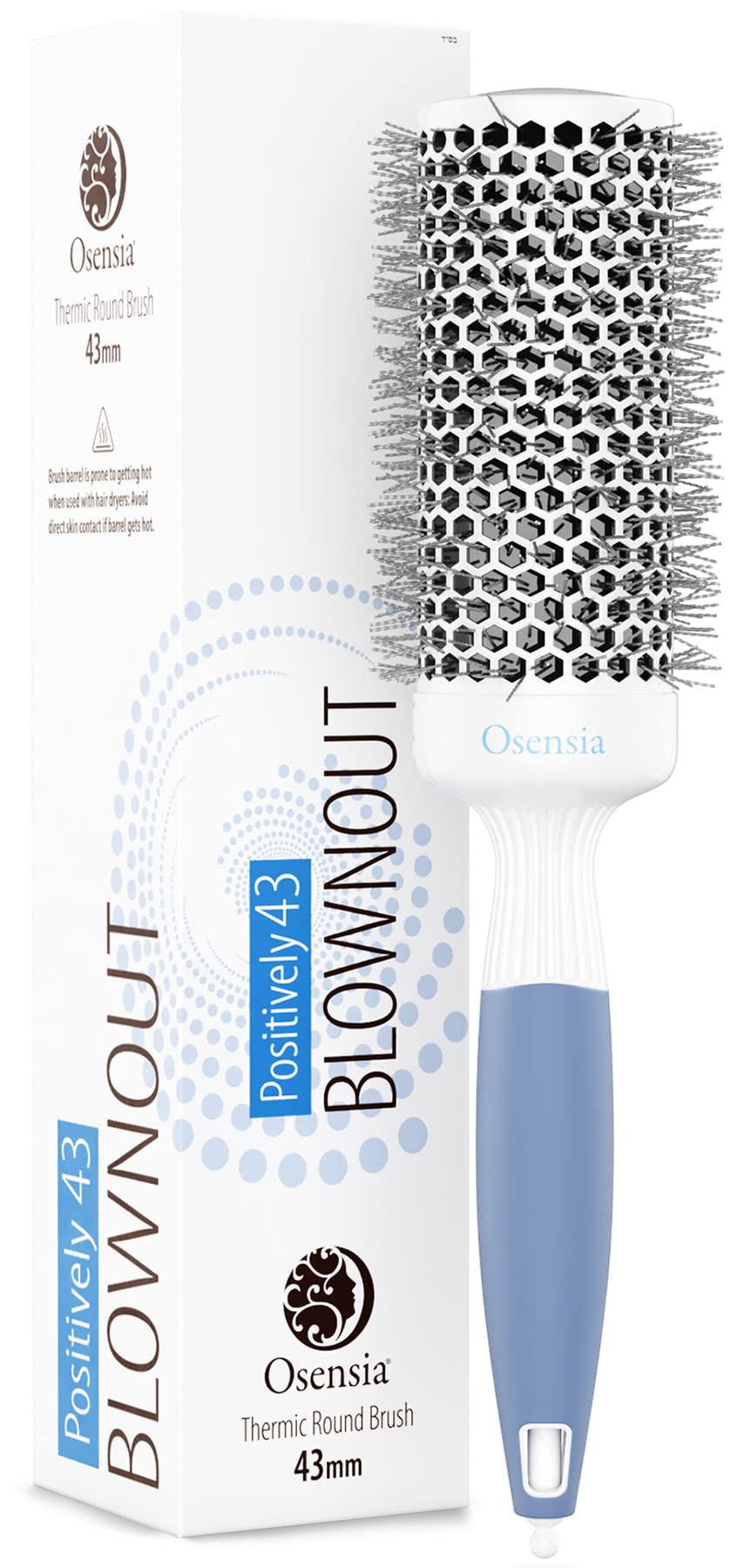 Medium Round Hair Brush for Women and Men - Ceramic Ion Round Brush and Barrel Brush for Sleek, Precise Styling and Blowout Volume, Lightweight Round Brushes for Blow Drying (43mm) (not electrical)