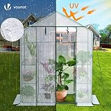 VOUNOT Walk In Greenhouse with Shelves 143x73x195cm White Garden Polyhouse view 4