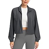 Soothfeel Women's Athletic workout Jacket Lightweight UPF 50+ Long Sleeve Sun Protection Shirts Zip Up Cropped Hiking Tops