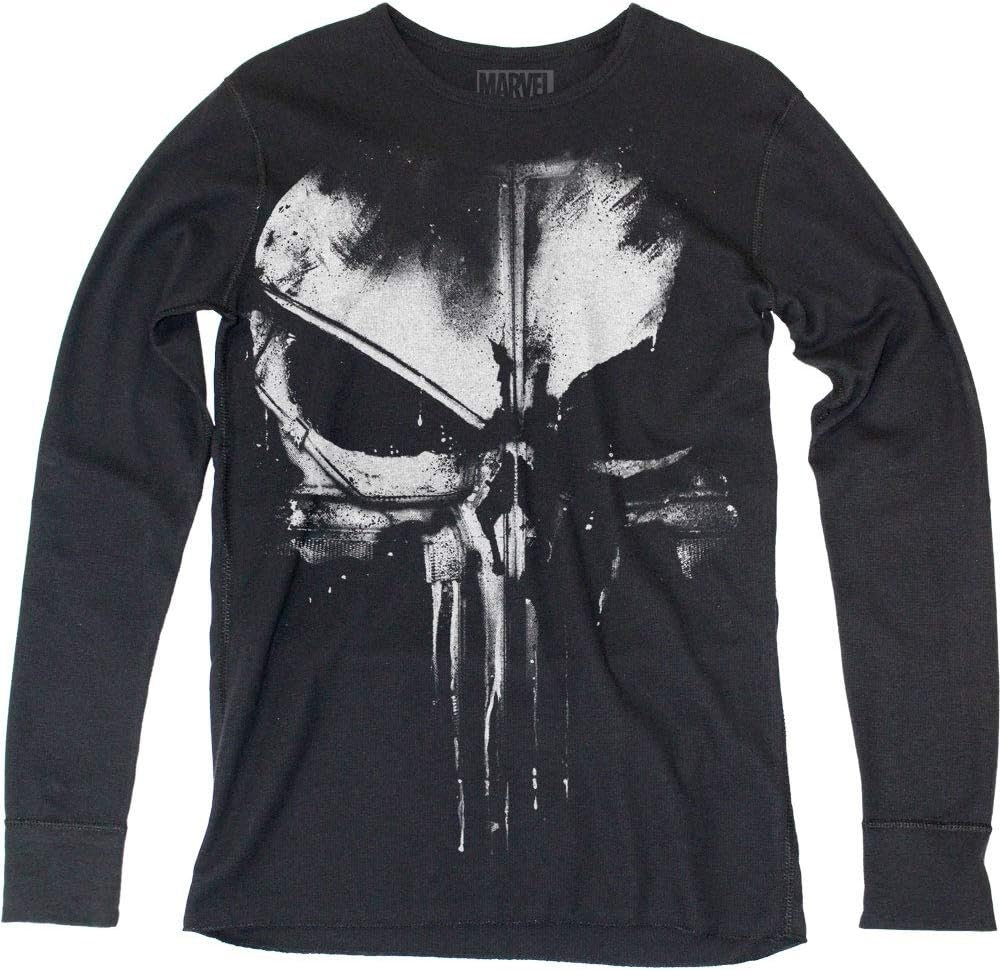 Impact Merchandising Distressed Long Sleeve Thermal Shirt - Punisher Themed