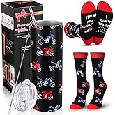 Chuarry Funny Motorcycle Gift Set for Men, 20 oz Stainless Steel Tumbler and Novelty Socks, Rider Birthday Christmas Graduation Gift for Him