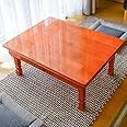 JQUAL Folding Solid Wood Coffee Table, Low Table for Sitting on The Floor, Korean Tea Table Foldable Desk Table Kotatsu Table, Rectangle Chabudai Table Meditation Table Altar Table