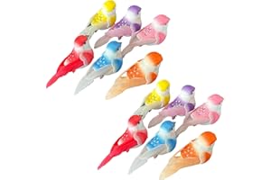 Firlar Artificial Bird Ornaments, 12 Pcs Artificial Foam Feathered Birds, Miniature Birds for Crafts, Multicolor Fake Birds f