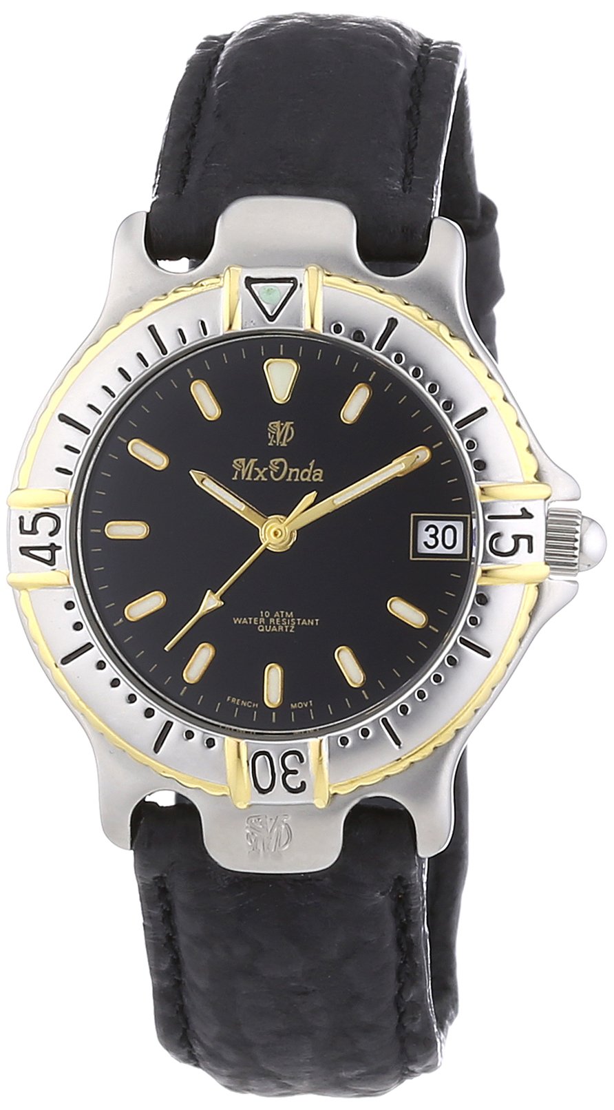 Mx Onda Women's Quartz Watch with Black Dial Analogue Display and Black Leather Strap 32-1201-44