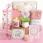 Valentines Day Gifts for Her Women Girlfriend Wife Mom, Unique Happy Birthday Gift Baskets for Teen Girls Friend Sister, Thank You Gifts Set for Teacher Coworker, 14pcs Cute Rose Box Present (Pink)