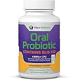 Oral Probiotic Supplement with BLIS K12 4 Billion CFU - Now Dairy Free 60 Day Supply Bottle for Bad Breath, Strep, Cavities, Gum Oral and Dental Health - Sugar Free - USA Made - 60 Count