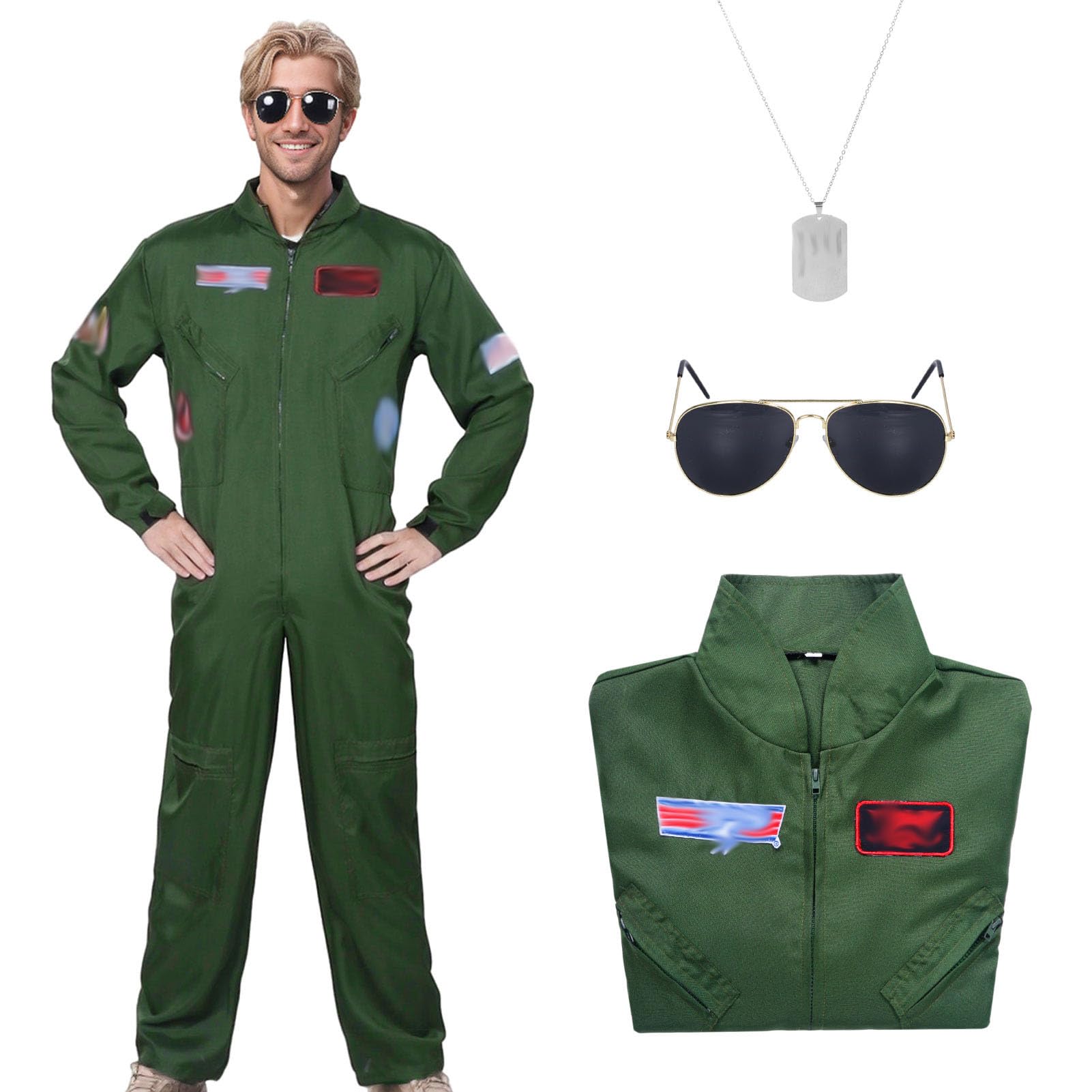 Maryparty Pilot Costume Men Pilot Fancy Dress Halloween Party Cosplay for Adult (M)