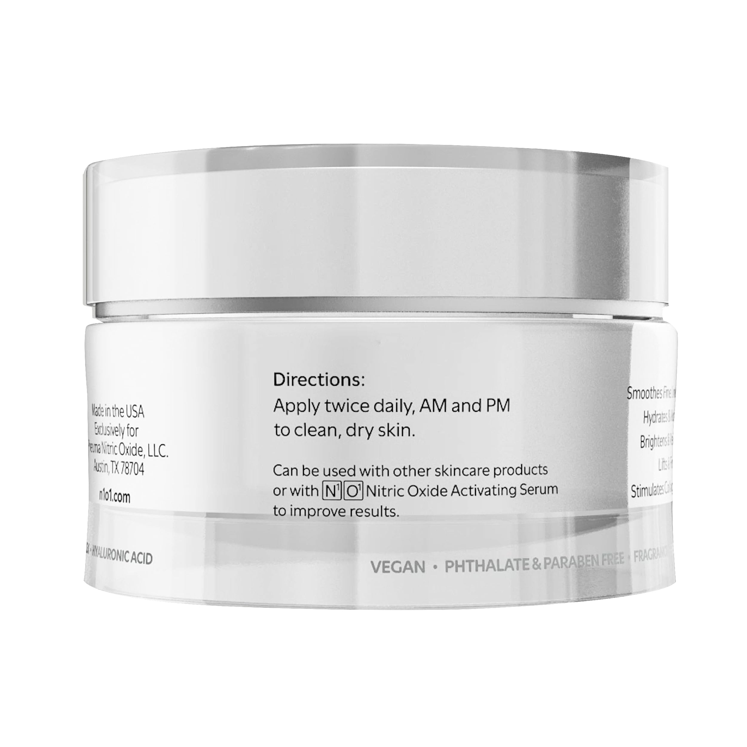 N1O1 Moisturizer Face Cream - Day & Night Face Moisturizer with Nitric Oxide, Peptide Complex, Epidermal Growth Factor - Tightening & Firming Skin Care Products for Wrinkles, Dark Spots - 1.75 oz.
