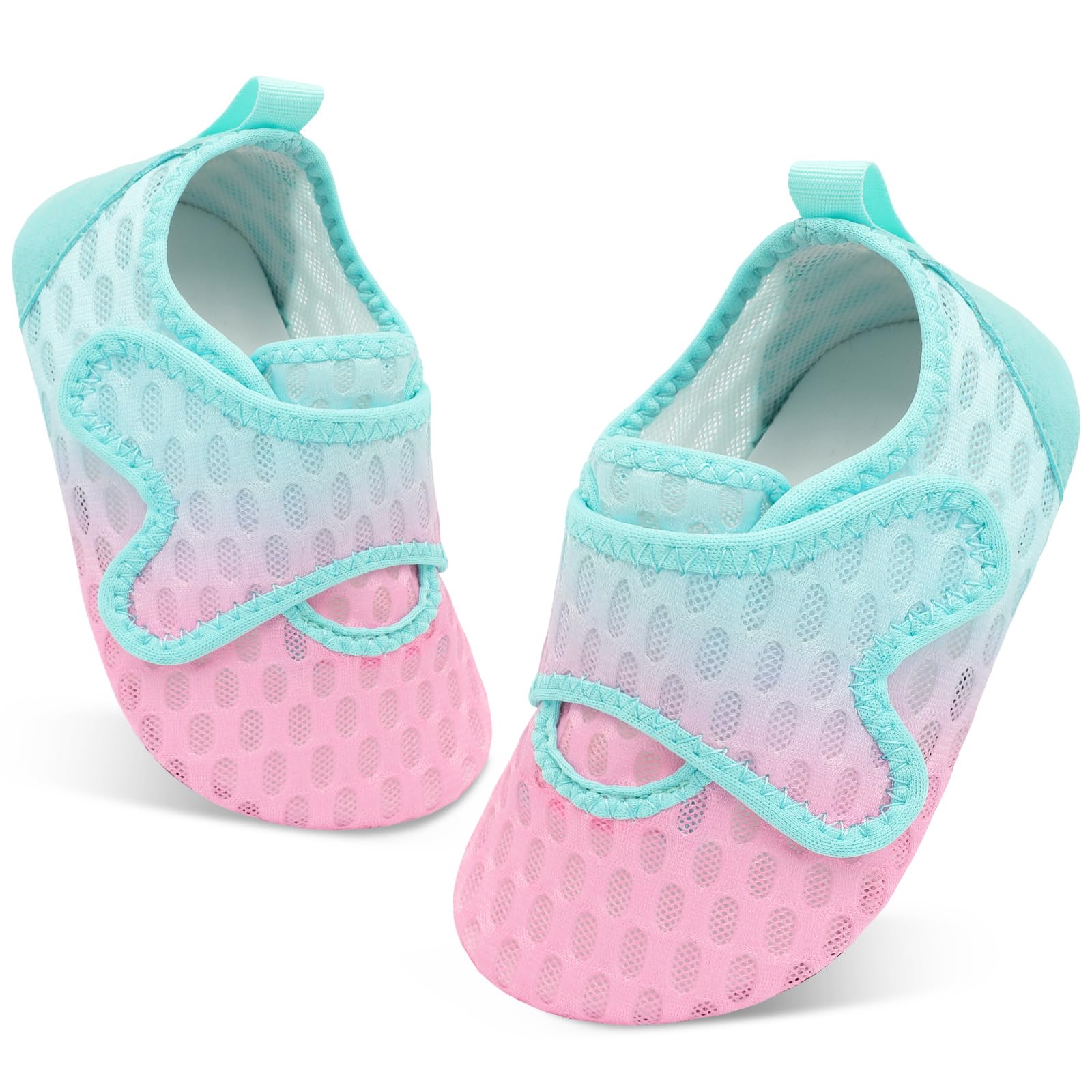 Photo 1 of XIHALOOK Toddler Boys Girls Lightweight Swim Shoes Beach Water Sports Barefoot Non-Slip Green Pink, 9-9.5 Toddler