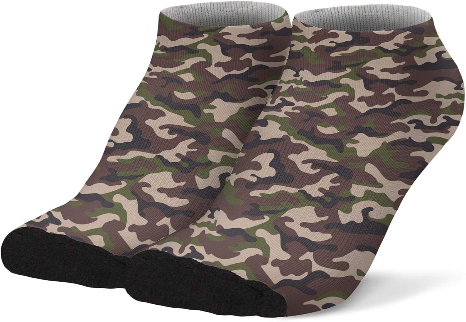 Althetic Green Camouflage Camo Army Ankle Socks Lightweight Breathable