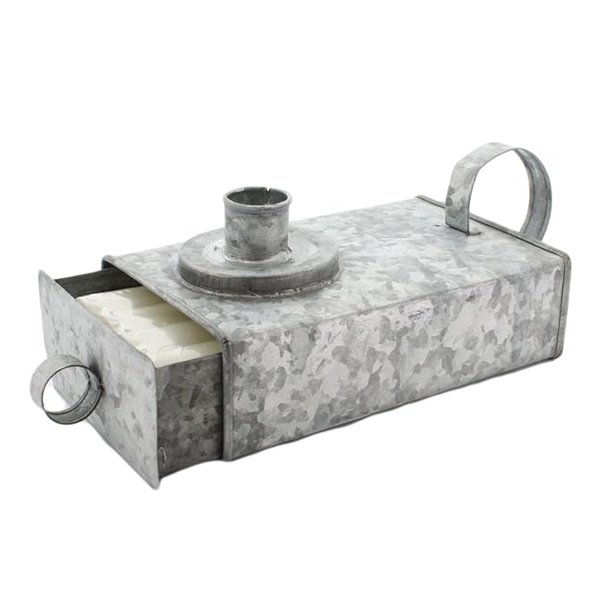 Taper Candle Travel Tin Galvanized, Candle Holder Amazon.co.uk