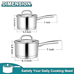 E-far Stainless Steel Saucepan with Lid Set - 1QT