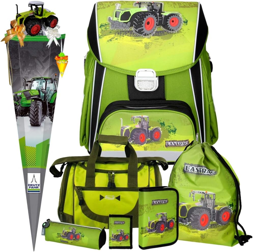 Spirit Green Tractor Power - Traktor - 3D-Leicht-Schulranzen-Set 8teilig mit Sporttasche, SCHULTÜTE und SCHULTÜTENSCHMUCK-Set boi