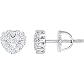 Sterling Silver Or Yellow-Tone Womens Round Moissanite Heart Stud Earrings