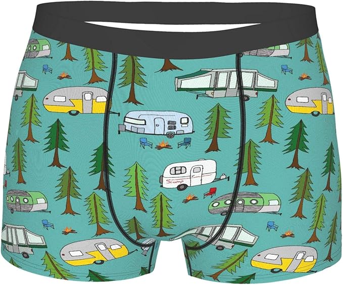 vintage travel happy Camping Campers Field fires Underwear for Men