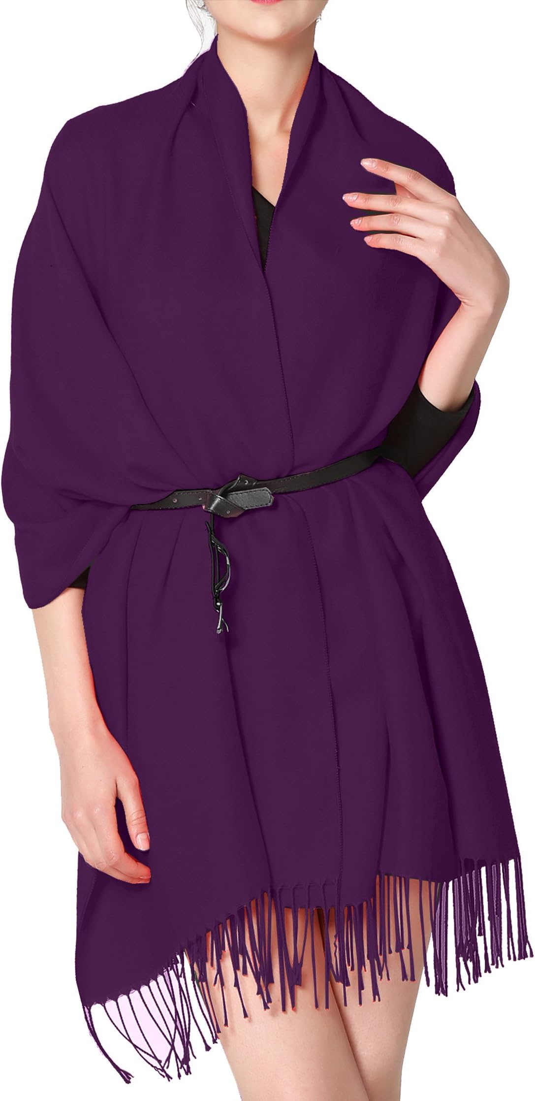 FESMEY Cashmere feel scarf wraps shawl warm plain long scarf for women soft oversized pashmina scarf Plum Purple