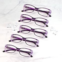 LifeArt 5 Pairs Reading Glasses, Blue Light