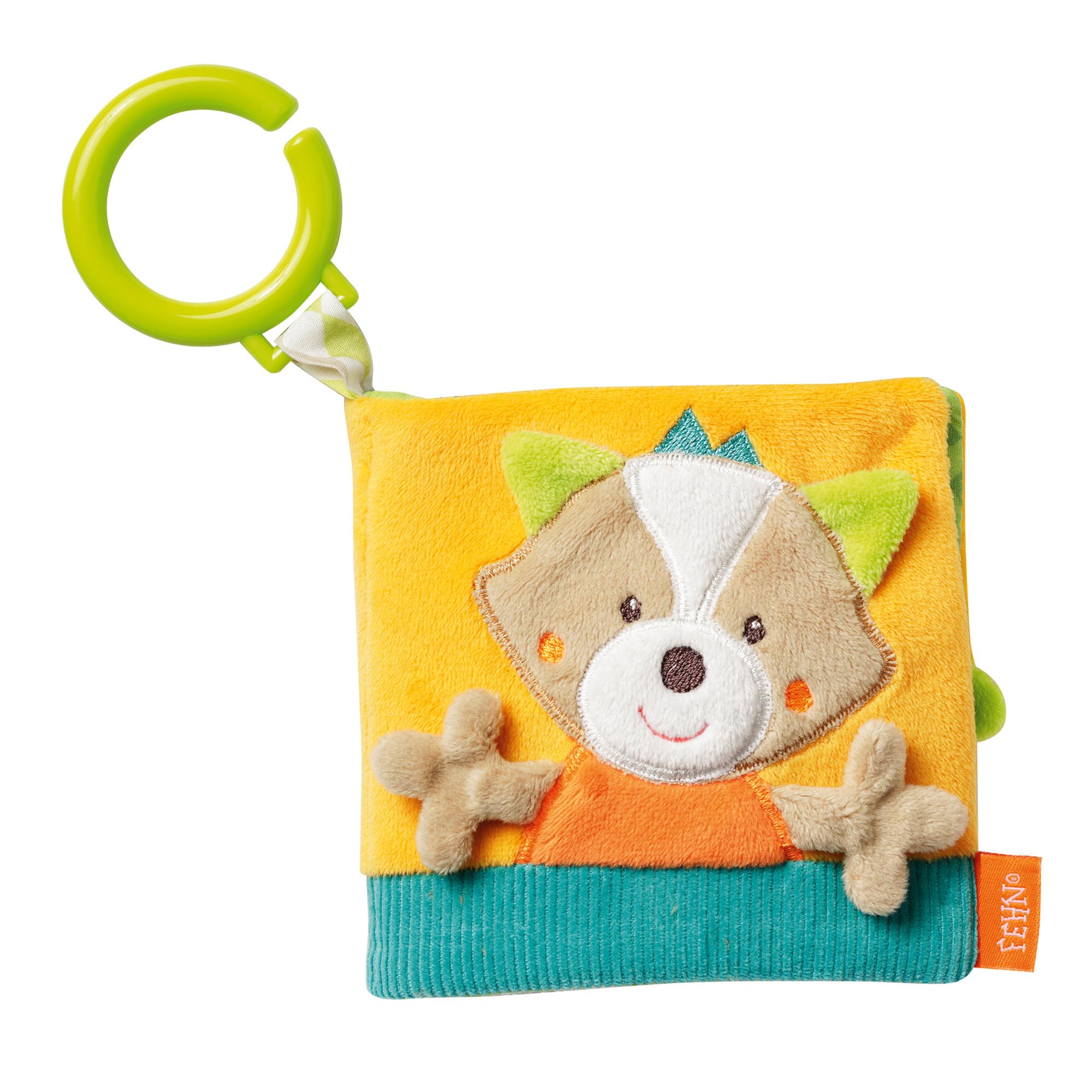 Fehn 071139 Fox Soft Picture Book – Touch & Feel Book Made of Fabric with Wild Animal Motifs – 8 Pages with Squeaker, Rustling Paper and Mirror for Babies and Toddlers from Newborns Upwards – Dimensions : 11 X 11 cm