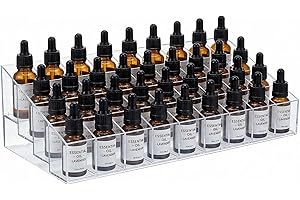 Dewsea 36 Slots Essential Oil Holder, 3 Tier Plastic Organizer for 5–20ml Bottles, Nail Polish & Perfume Display, Makeup Stor