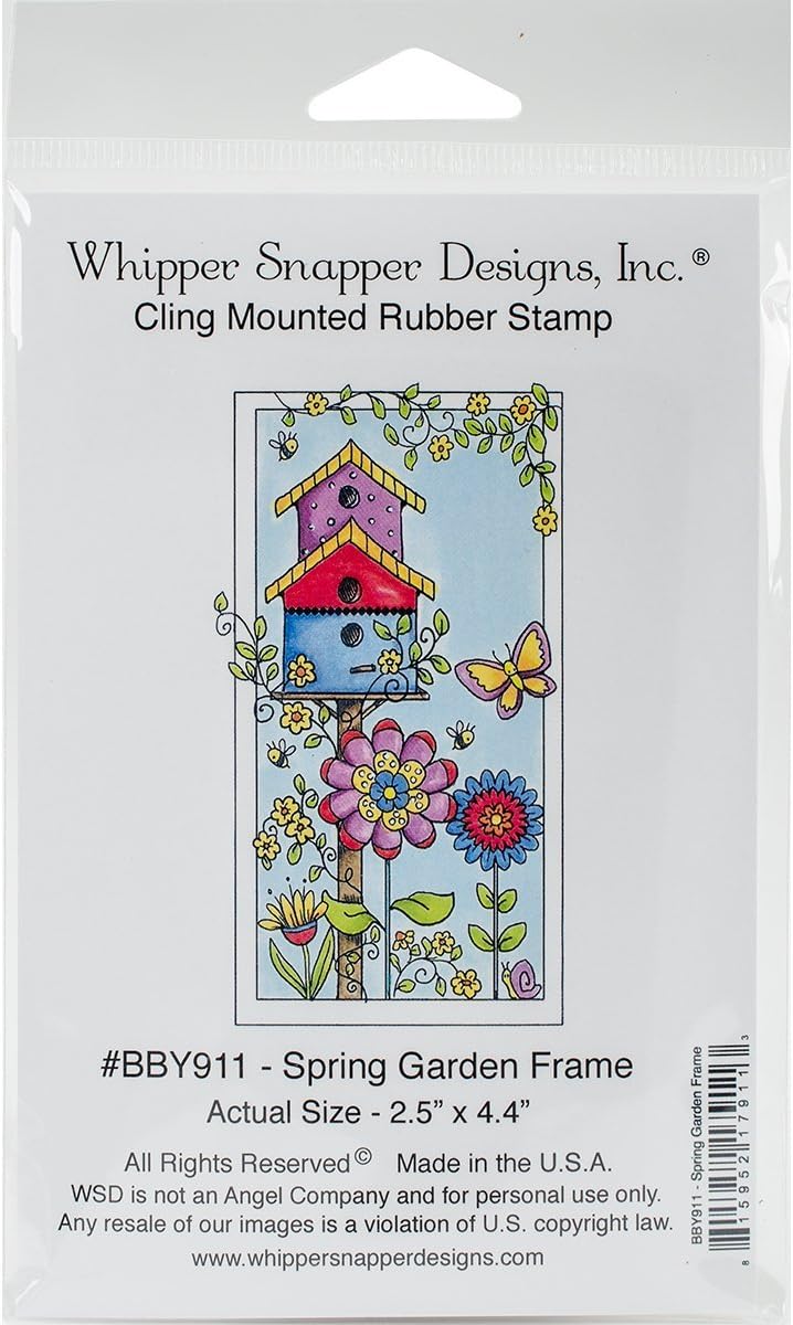 Whipper Snapper Designs BBY911 Spring Garden Frame Cling Stamp, 4" by 6", Red