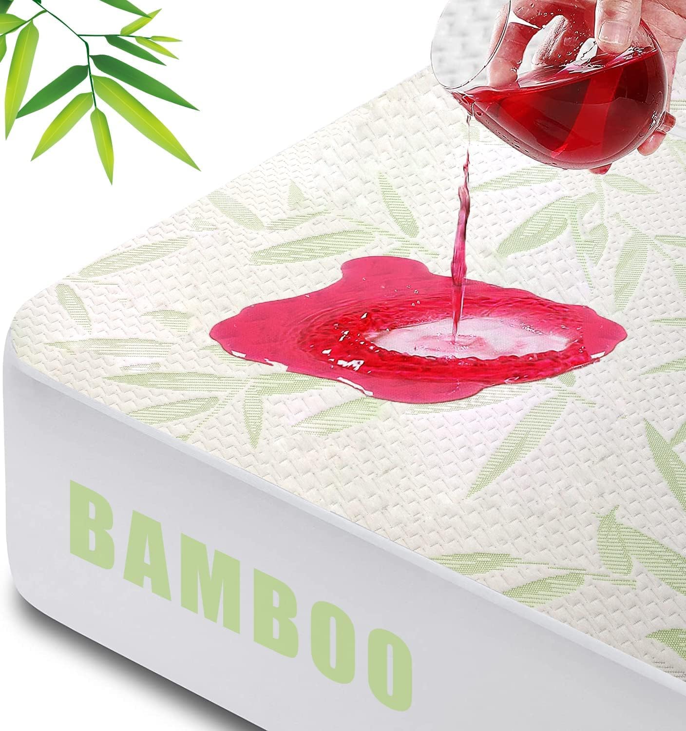 Photo 1 of California King Mattress Protector Waterproof Mattress Pad Washable Bamboo Rayon Mattress Cover Breathable Noiseless Bed Protector 5" - 21'' Elastic Fitted Deep Pocket
