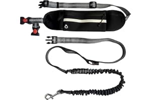 FJFOUR JOYS FJ Four Joys Hands Free Dog Leash with Zipper Pouch, Waist Leash for Dog Walking with Shock Absorbing Bungee for Walking, Jogging and Running (Black)