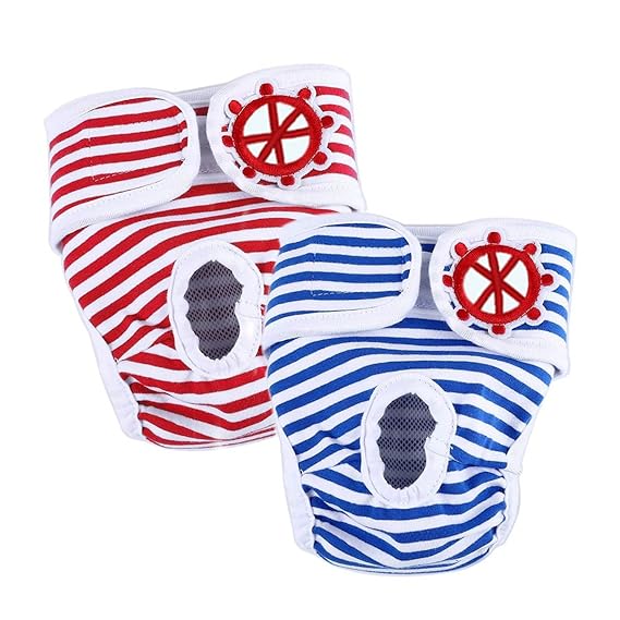 LESYPET 2er Pack Einstellbare und waschbare Hundewindeln Hund Hygieneunterhose mit Magictape Werke für kleine bis mittlere Hü