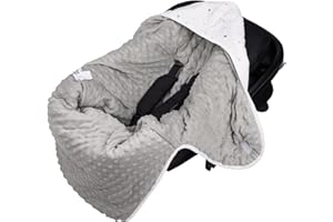 Bebamour Winter Car Seat Cover and Baby Swaddle Blanket - Newborn Wrap for Girls Boys, Warm Winter