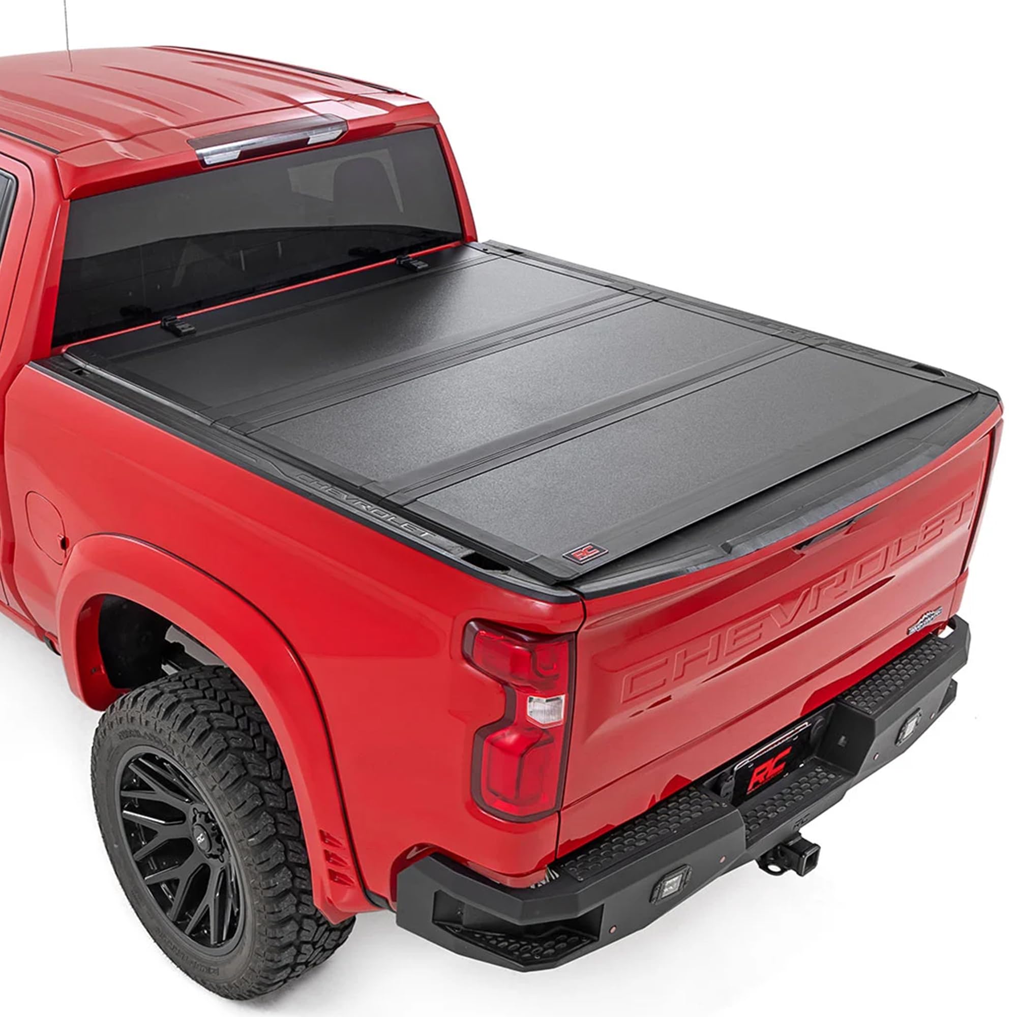 Photo 1 of Rough Country Hard Tri-Fold Truck Bed Tonneau Cover for Chevy Silverado & GMC Sierra 1500 (2019-2025) // Fits 5'10 (69.9") Bed