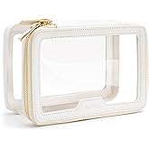 Aveniee Clear Makeup Bag, Large Transparent Cosmetic Pouch with Dual Zippers, Travel Toiletry Case Car Organization for Women Enssantials (Off-White)