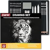 Aenir Charcoal Pencils for Drawing, 22-Piece Sketch Pencils for Drawing Set | Drawing Pencils for Sketching, Shading, Charcoal Art Supplies for Kids, Teens, Adults, Art Students, Beginners &amp; Pro Artists.