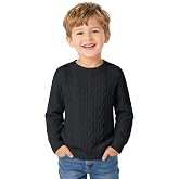 Haloumoning Toddler Baby Boy Cable Knit Crewneck Sweaters Warm Kids Tops | Casual Twist Textured Sweater, Soft Long Sleeve Pullover, Toddlers Fall Winter Fashion Clothes 9M-8Y