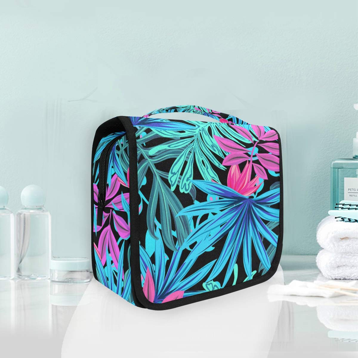 Summer Camphor Palm Leaves Toiletry Bags Hanging Makeup